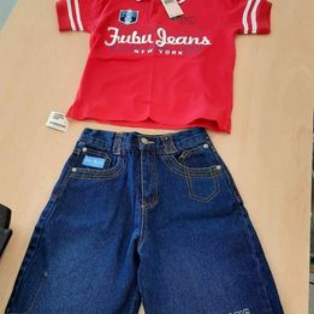 BRAND NEW!!! Boy's Fubu Jean Polo Shirt and Blue Jean Shorts Set (Size 5)